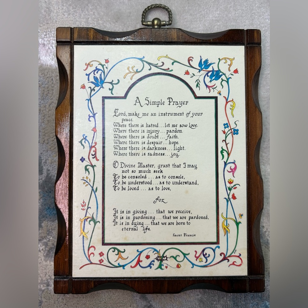 Vintage Wooden Prayer Plaque